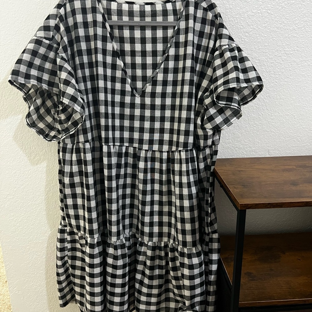 Black/White Checkered Dress, 2X